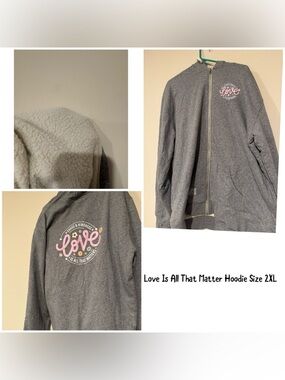 Gray "Love Is All That Matters" Zip Hoodie